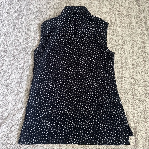 Ann Taylor Nautical Navy Blue Sleeveless Anchor Print Top - Picture 4 of 6